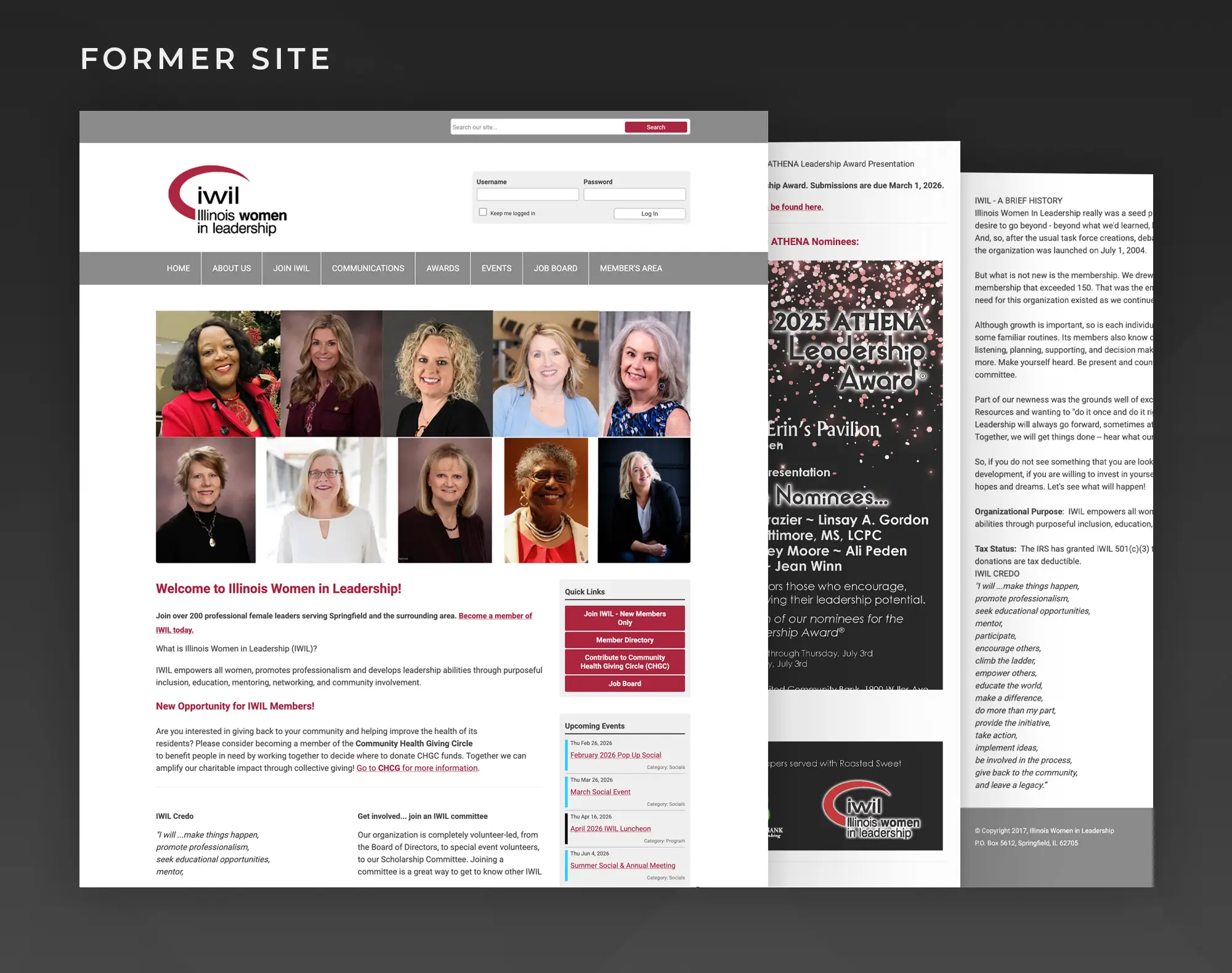 Screenshots of former website.