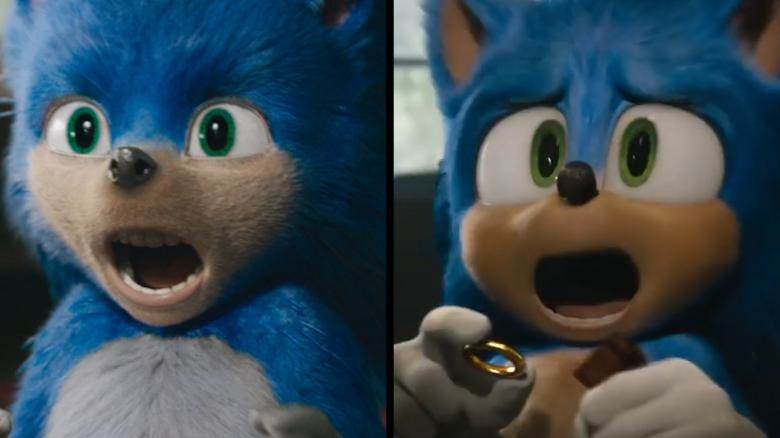 Sonic the Hedgehog before and after a redesign.