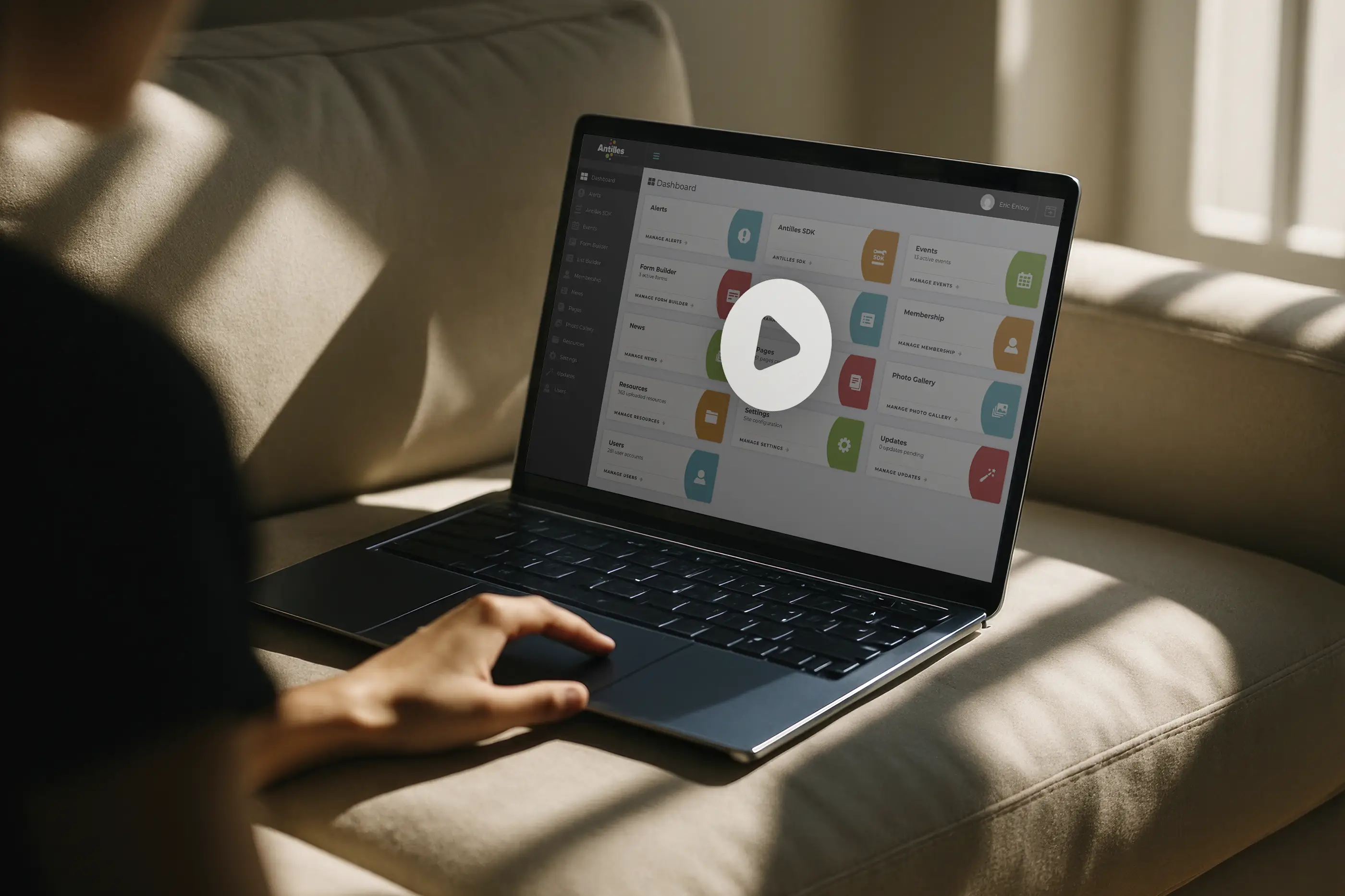Laptop with a training video on the screen