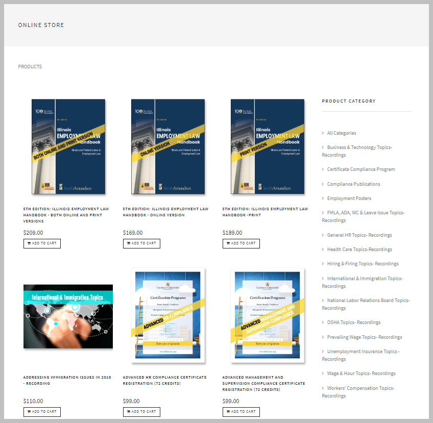 Dashboard of the LRS Antilles e-commerce store for Illinois Chamber