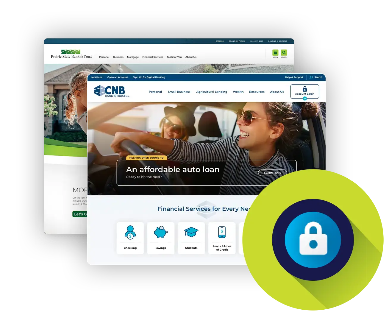 bank websites with a lock icon